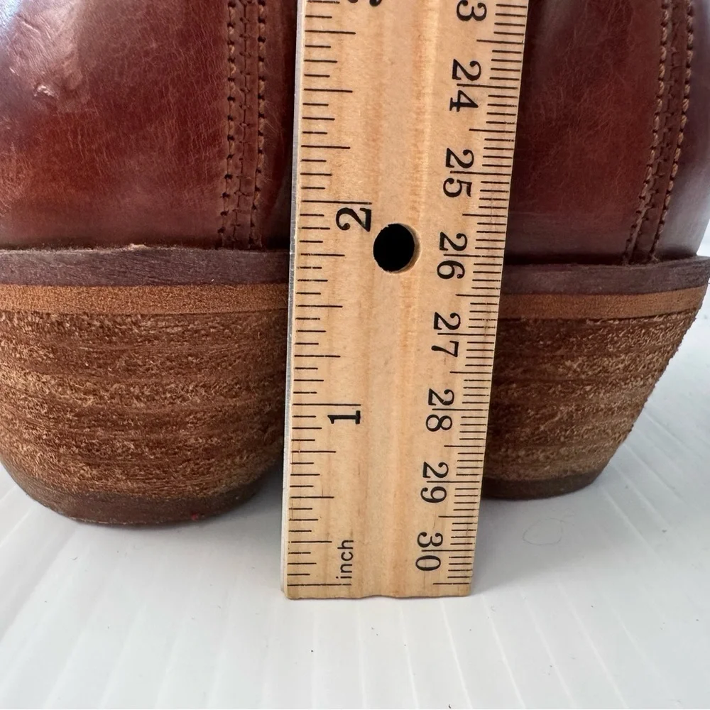 Sam Edelman Palmer cognac leather booties size 8 women’s stacked heel slip on - Picture 12 of 13